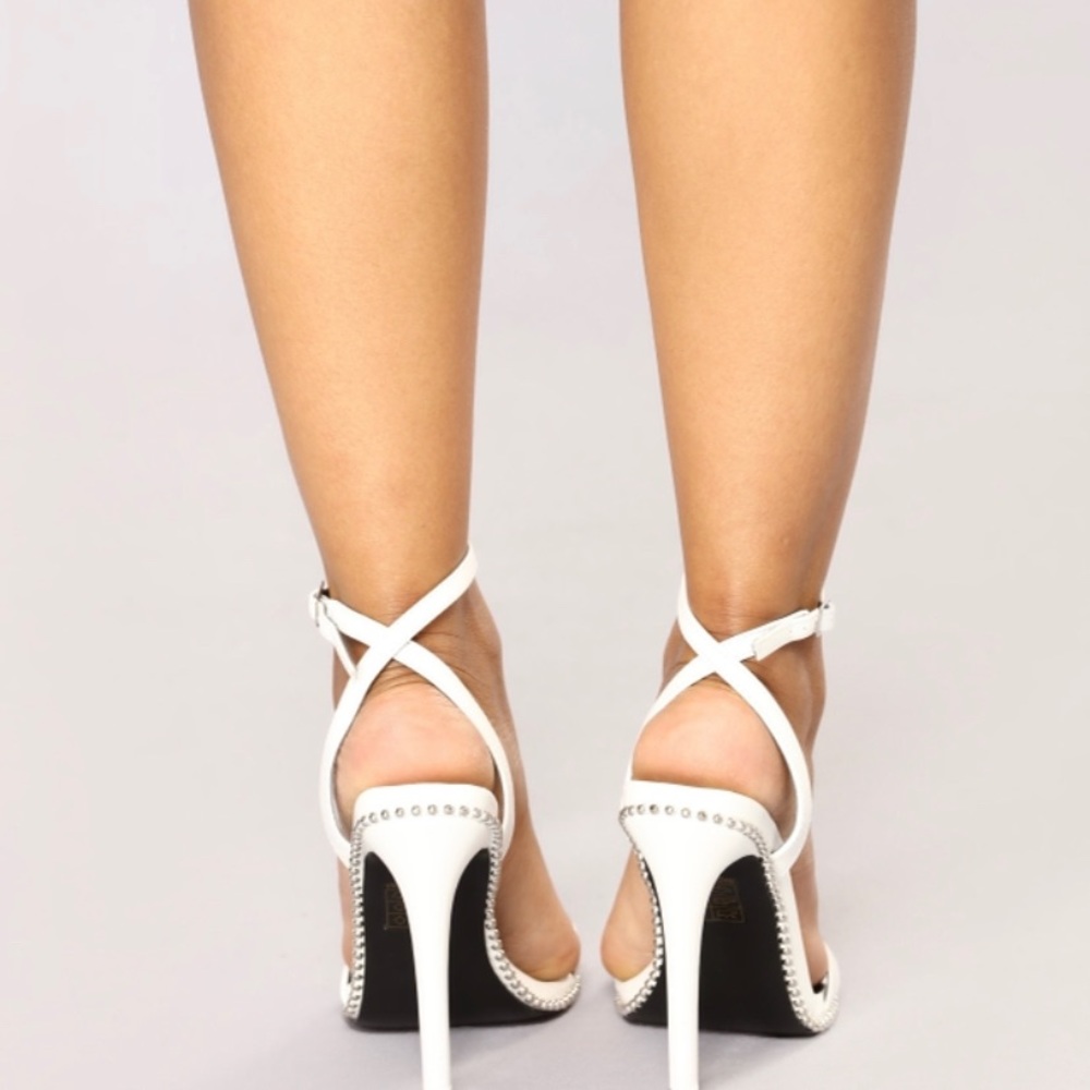 🛍SALE 🛍Fashion Nova White Studded Sandal Heel - Picture 13 of 13